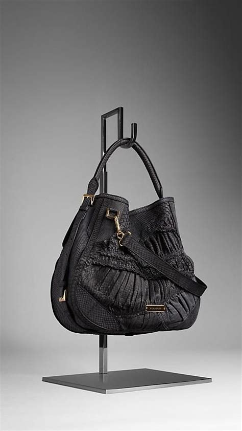 Burberry Ruched Leather Hobo Bag 